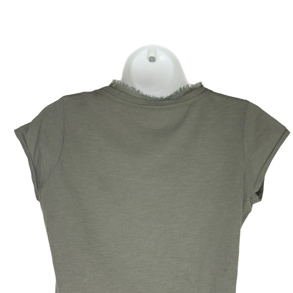 Willi Smith Green Metallic Beaded Embellished Cap Sleeve Cotton T-shirt Small - Picture 5 of 12